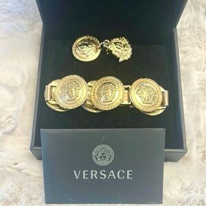 GIANNI VERSACE Vintage 90’s Gold Medusa Coin Bracelet & One Clip-on Earring